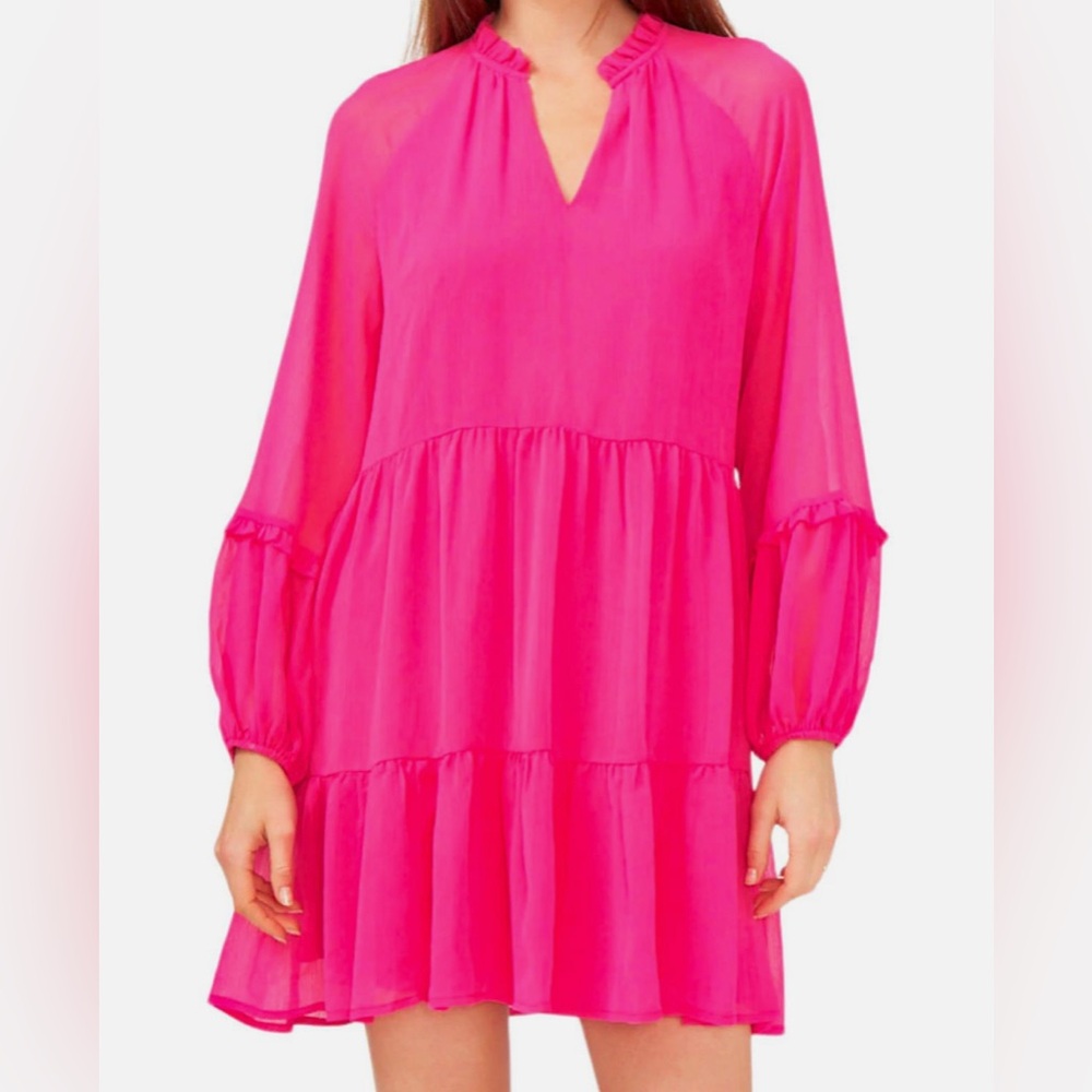 Vince Camuto-Women's Lightweight Barbie Pink🩷Three Tier Mini Fashion Dress (S)